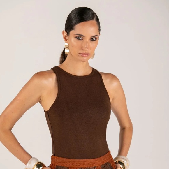 Anne Fernandez Regata Tricot Marrom Size Small NWT - Picture 1 of 7